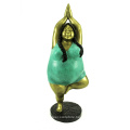 China casting metal yoga woman bronze fat lady art sculpture